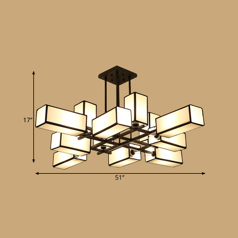 Classic Semi Flush Mount Ceiling Lighting - Rectangle Shape with 8/10/12 Lights - Black/Brass Finish