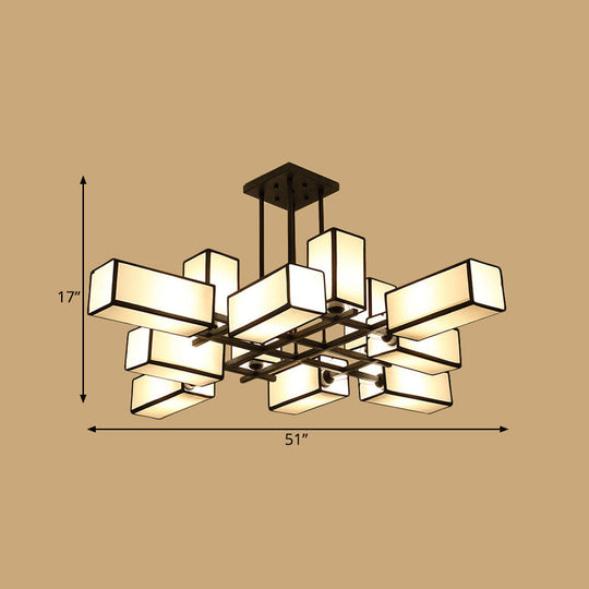 Classic Semi Flush Mount Ceiling Lighting - Rectangle Shape With 8/10/12 Lights Black/Brass Finish