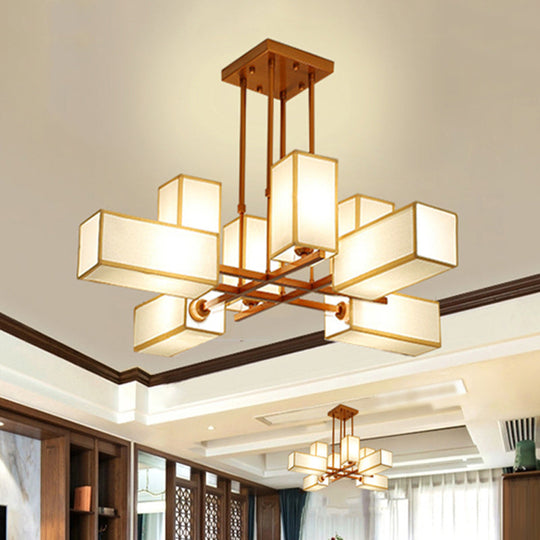 Classic Semi Flush Mount Ceiling Lighting - Rectangle Shape with 8/10/12 Lights - Black/Brass Finish