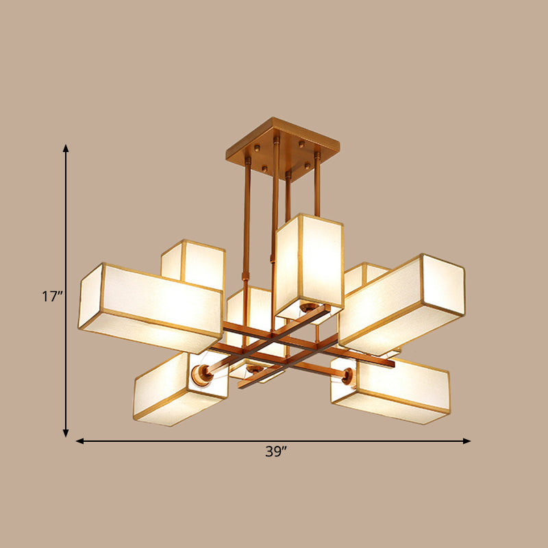 Classic Semi Flush Mount Ceiling Lighting - Rectangle Shape with 8/10/12 Lights - Black/Brass Finish