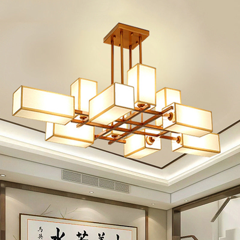 Classic Semi Flush Mount Ceiling Lighting - Rectangle Shape with 8/10/12 Lights - Black/Brass Finish