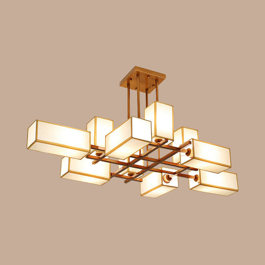 Classic Semi Flush Mount Ceiling Lighting - Rectangle Shape with 8/10/12 Lights - Black/Brass Finish