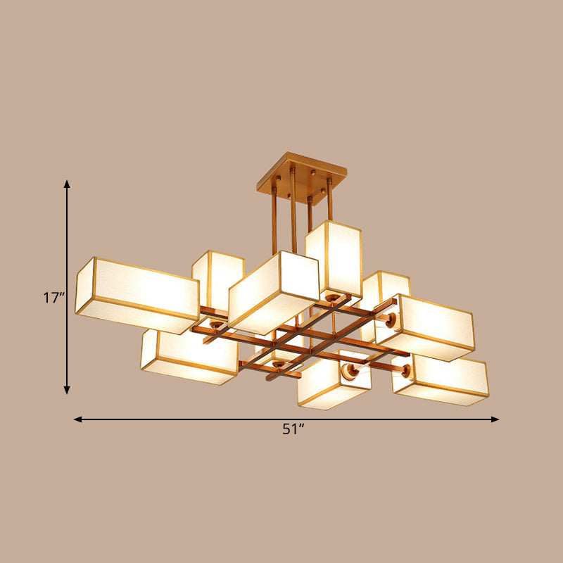 Classic Semi Flush Mount Ceiling Lighting - Rectangle Shape with 8/10/12 Lights - Black/Brass Finish