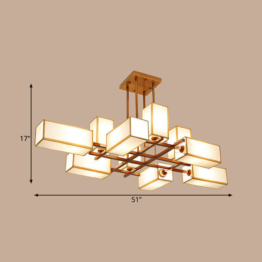 Classic Semi Flush Mount Ceiling Lighting - Rectangle Shape With 8/10/12 Lights Black/Brass Finish