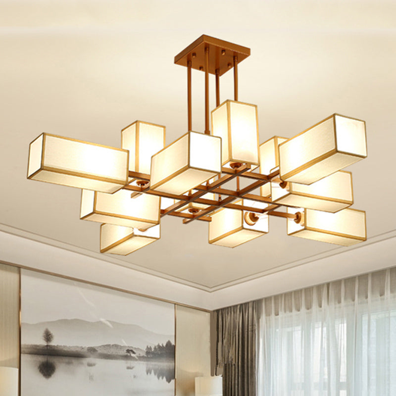 Classic Semi Flush Mount Ceiling Lighting - Rectangle Shape with 8/10/12 Lights - Black/Brass Finish