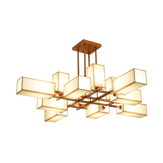 Classic Semi Flush Mount Ceiling Lighting - Rectangle Shape with 8/10/12 Lights - Black/Brass Finish