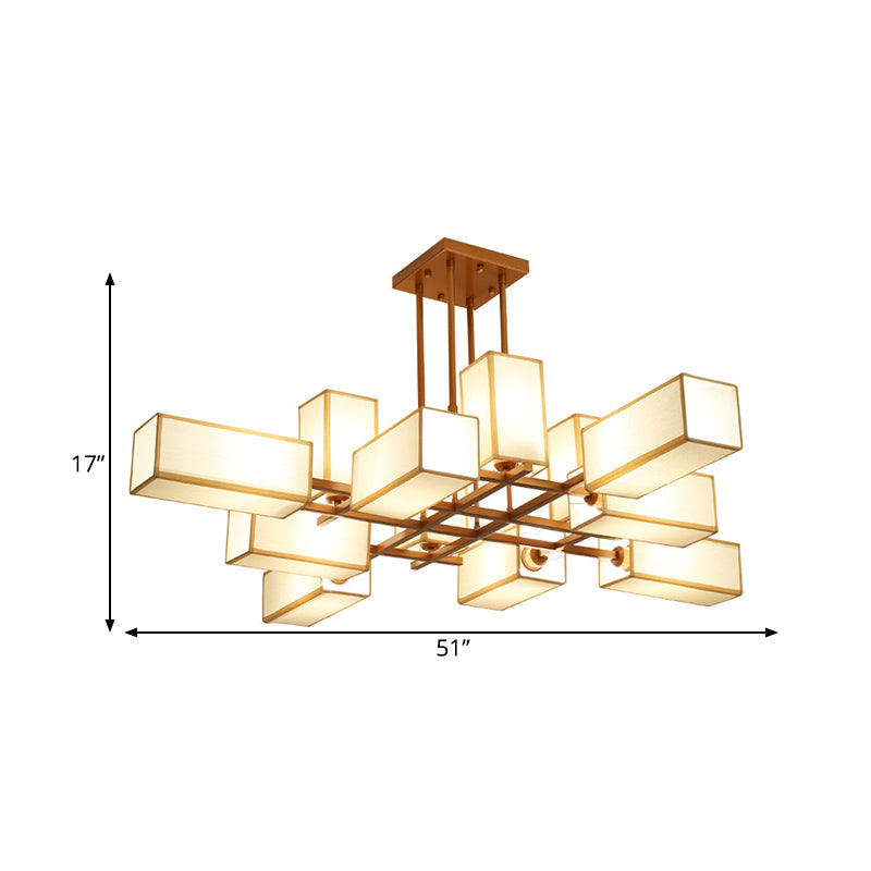 Classic Semi Flush Mount Ceiling Lighting - Rectangle Shape with 8/10/12 Lights - Black/Brass Finish