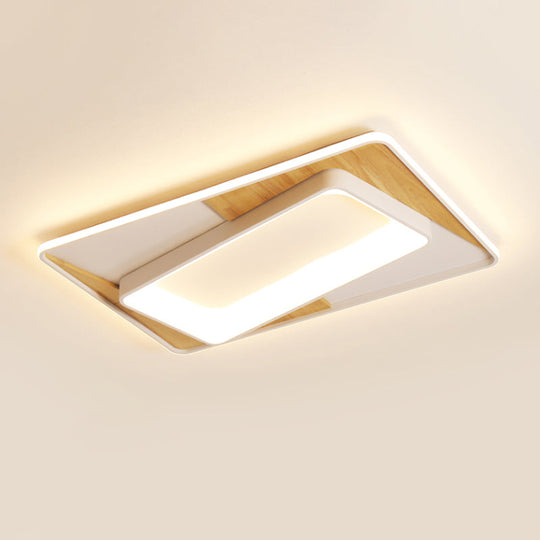 White Rectangle Acrylic LED Ceiling Light Fixture for Minimalist Living Room