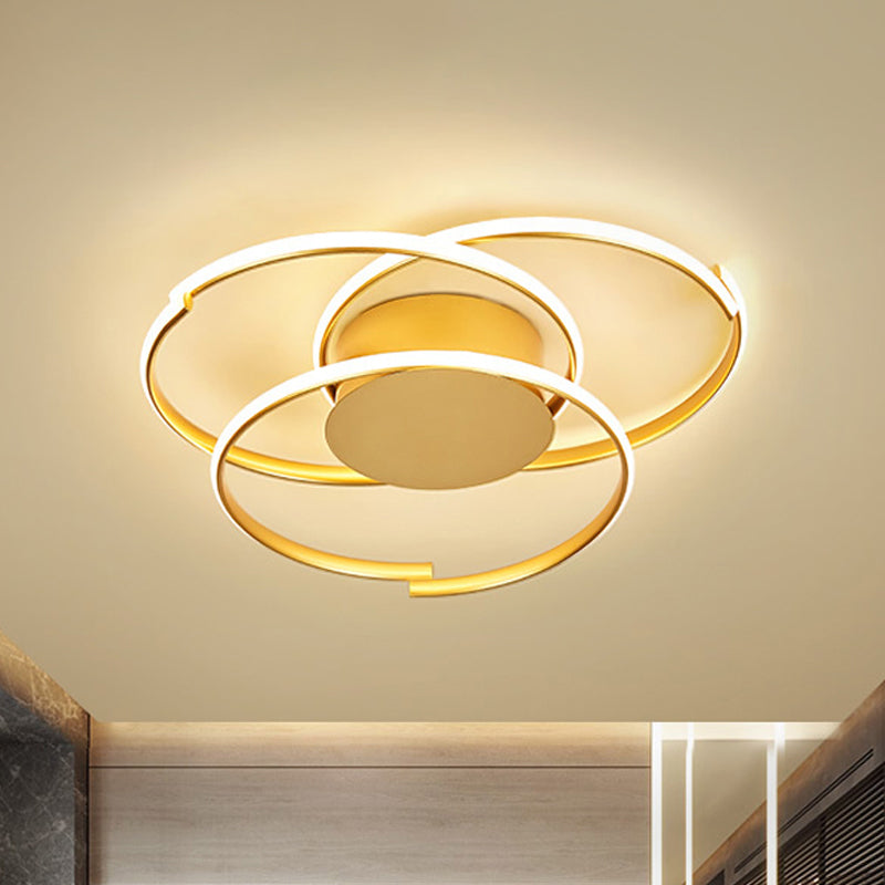 Ceiling Mounted Modern Acrylic Gold 18"/21.5" LED Flush Light with 3 Rings - Warm/White Light