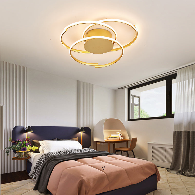 Ceiling Mounted Modern Acrylic Gold 18"/21.5" LED Flush Light with 3 Rings - Warm/White Light