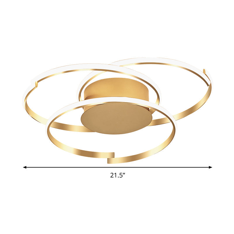 Ceiling Mounted Modern Acrylic Gold 18"/21.5" LED Flush Light with 3 Rings - Warm/White Light