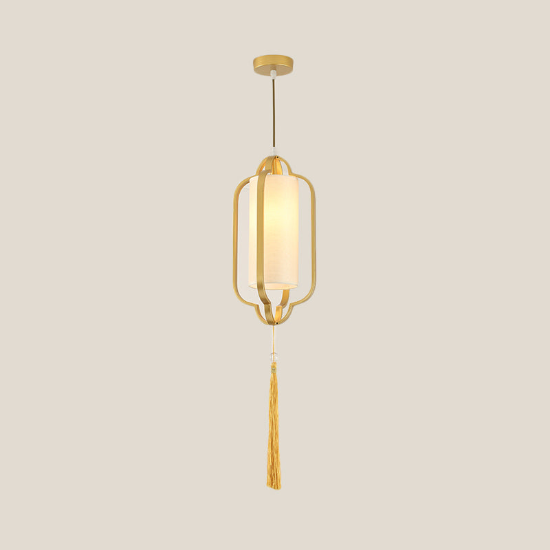 Black/Brass Caged Metal Ceiling Lamp - 1 Light Suspended Pendant For Traditional Bedrooms