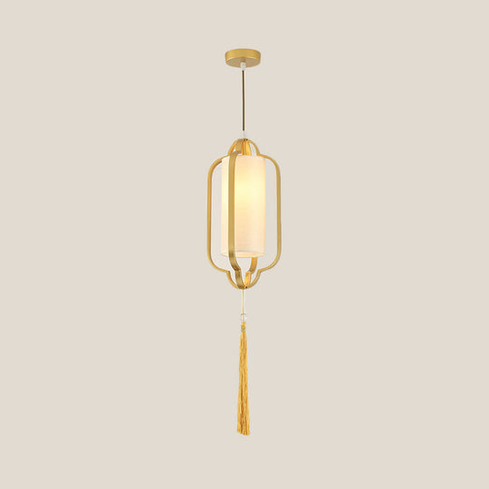 Black/Brass Caged Metal Ceiling Lamp - 1 Light Suspended Pendant For Traditional Bedrooms