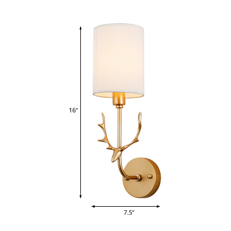 Contemporary Cylinder Wall Sconce With Fabric Shade - Coastal-Inspired Living Room Lighting In