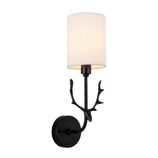 Contemporary Cylinder Wall Sconce With Fabric Shade - Coastal-Inspired Living Room Lighting In