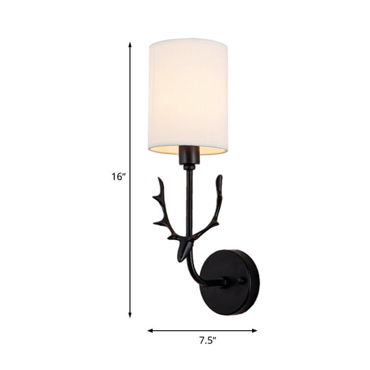 Contemporary Cylinder Wall Sconce With Fabric Shade - Coastal-Inspired Living Room Lighting In