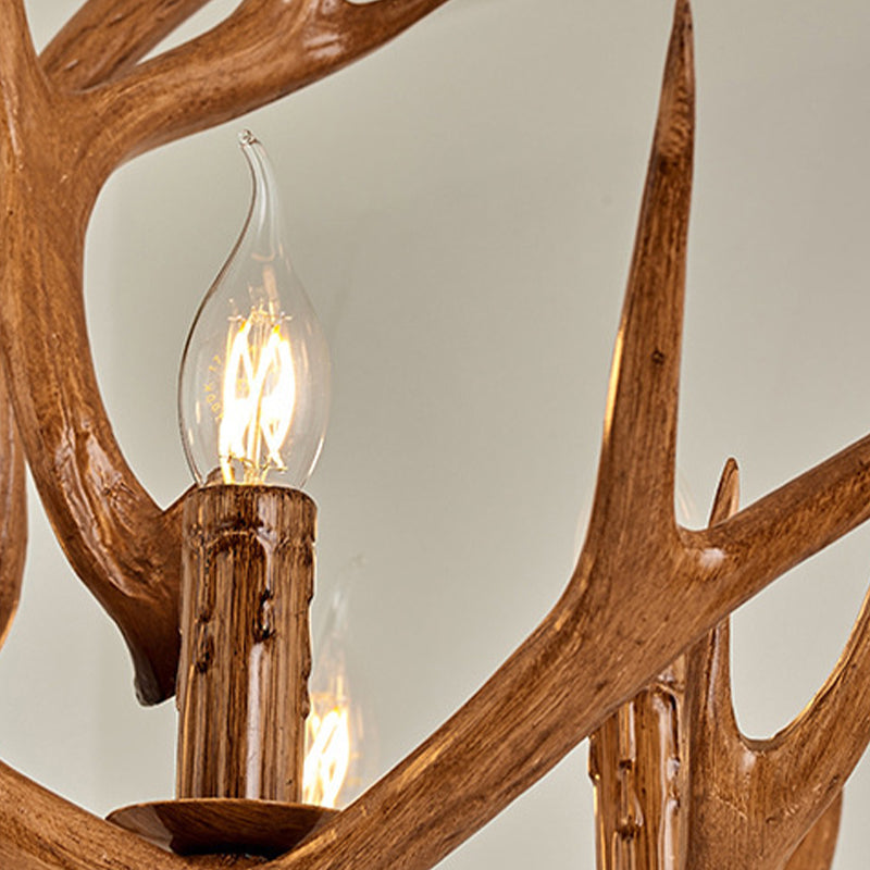 Antler Design Hanging Chandelier: Rustic 6-Light Pendant Lamp In Brown