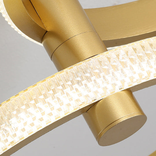 Modern Rotatable Gold Ring Ceiling Lamp with LED Acrylic Semi Flush Lighting in 3 light options