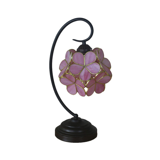 Blossom Tiffany Style Table Lamp - Single Head Beige/Pink/Yellow Glass Nightstand Light For Bedroom