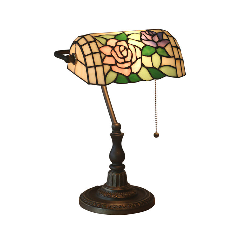 Tiffany Style Dragonfly Stained Glass 1-Light Bedside Table Lamp In Bronze