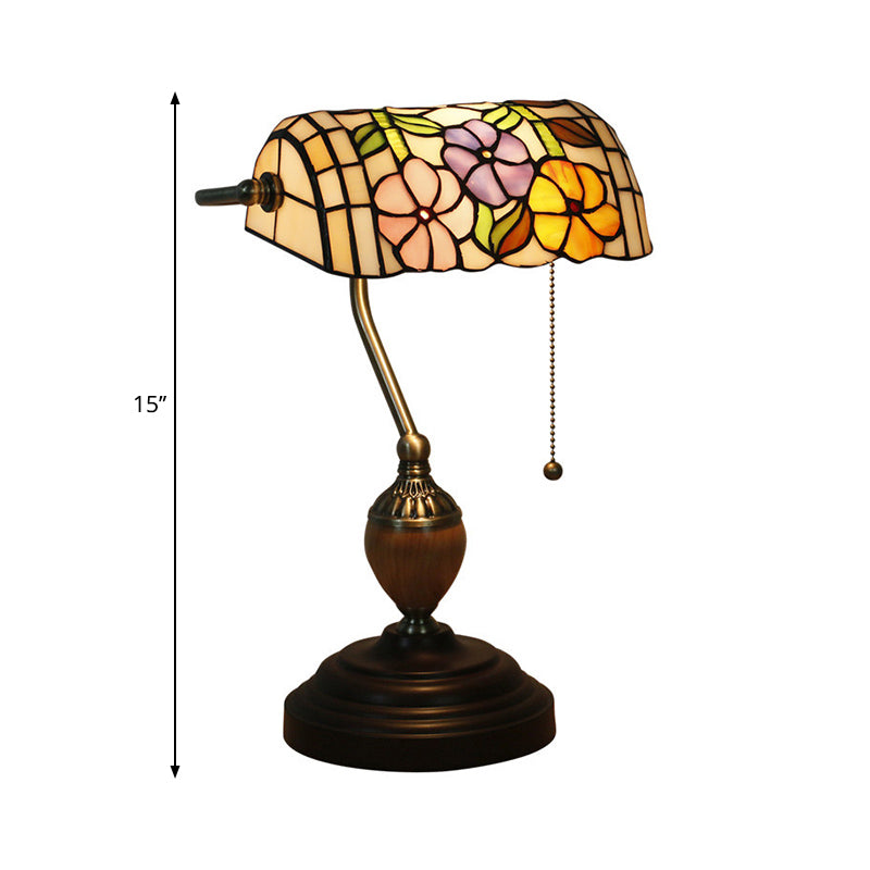 Tiffany Style Stained Glass Nightstand Lamp - Single Head Brass Table Light For Bedroom