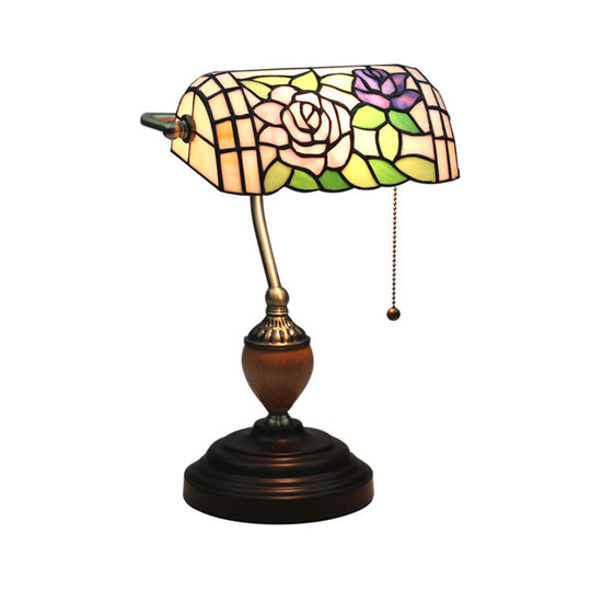 Tiffany Style Stained Glass Nightstand Lamp - Single Head Brass Table Light For Bedroom