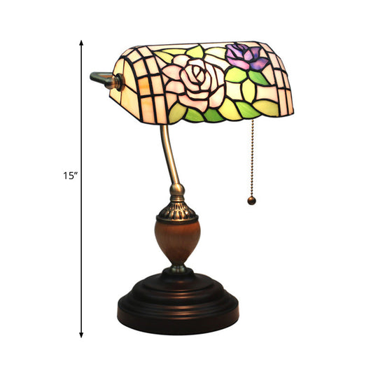 Tiffany Style Stained Glass Nightstand Lamp - Single Head Brass Table Light For Bedroom