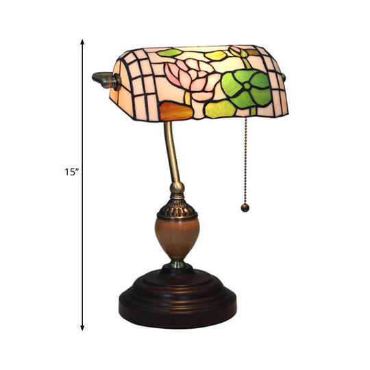 Tiffany Style Stained Glass Nightstand Lamp - Single Head Brass Table Light For Bedroom