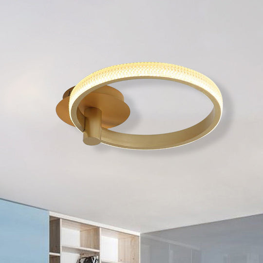 Modern LED Ceiling Light - Acrylic Gold 18"/22" for Bedroom - Warm/White/Natural Light Options