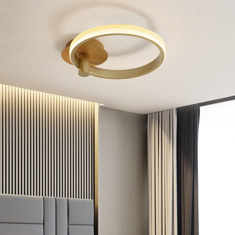 Modern LED Ceiling Light - Acrylic Gold 18"/22" for Bedroom - Warm/White/Natural Light Options