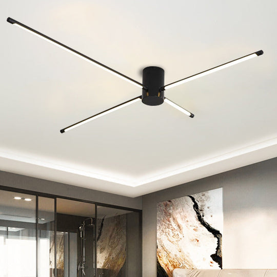 Modern Sputnik Acrylic Semi Mount LED Ceiling Light Fixture - 35.5"/39" Width, Black