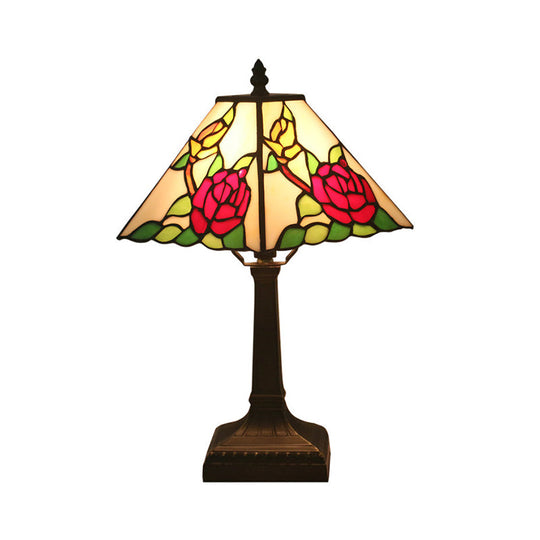 Mediterranean Red/Yellow/Blue Cut Glass Flower Nightstand Lamp - Stylish Bedroom Table Light