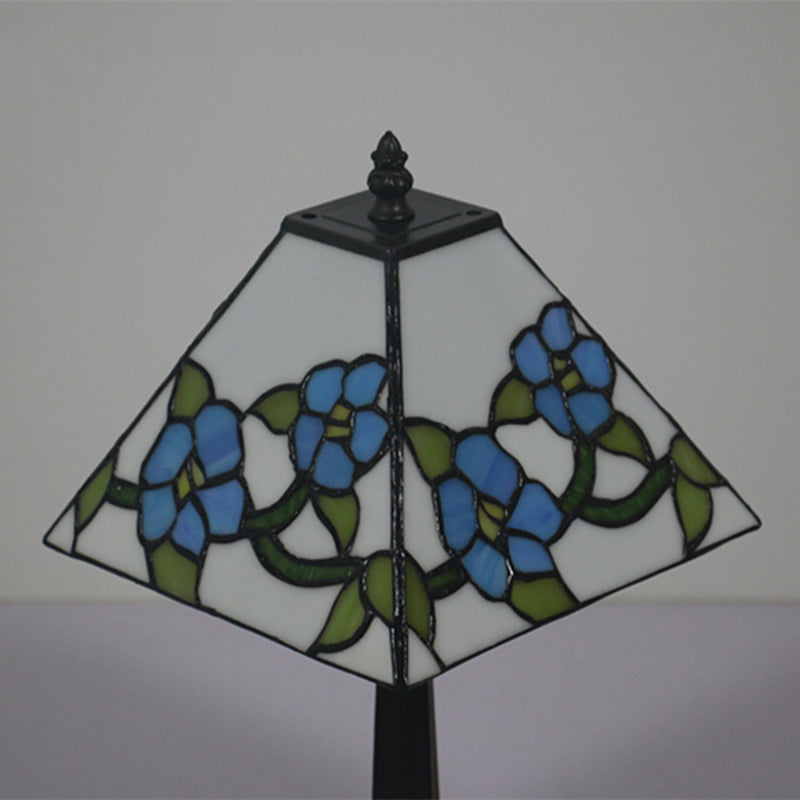 Mediterranean Red/Yellow/Blue Cut Glass Flower Nightstand Lamp - Stylish Bedroom Table Light