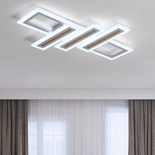 Contemporary Acrylic LED Flush Mount Ceiling Light in White with Warm/Inner Warm/White Light, Various Widths Available