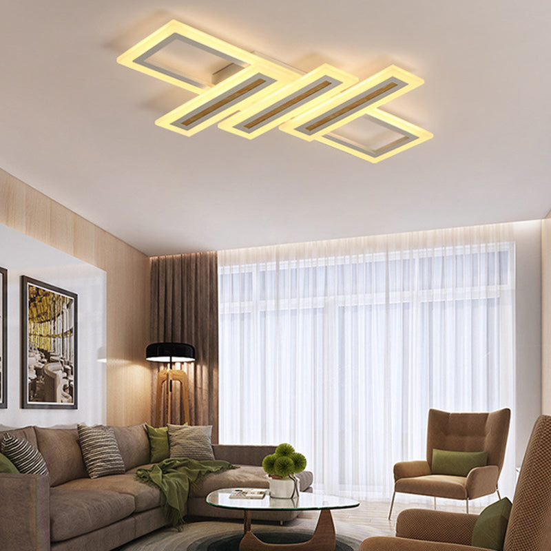 Contemporary Acrylic LED Flush Mount Ceiling Light in White with Warm/Inner Warm/White Light, Various Widths Available