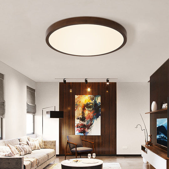 Wooden Wonder: Nordic Round Flush Ceiling Light in Warm/White/Natural Light with LED Technology - Available in 12"/16"/19.5" Widths