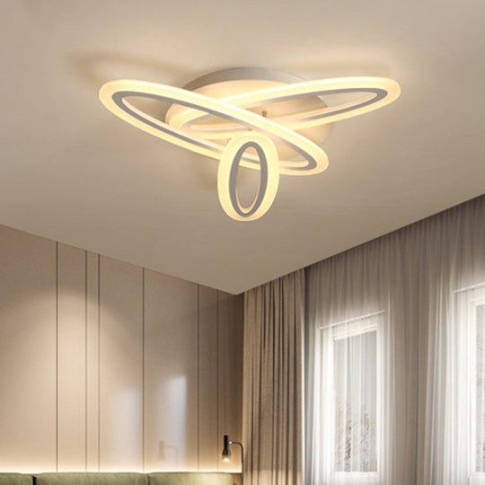 Sleek Acrylic Semi Flush Ceiling Light - Oval Shape, 31.5"/47" Width, 3/5 Bulb Options, Warm/White Light