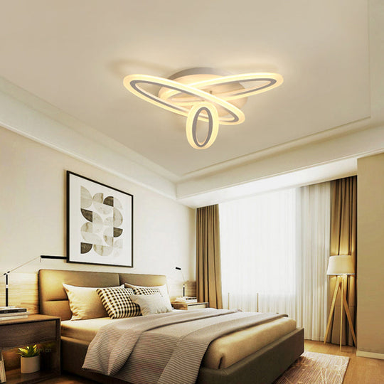 Sleek Acrylic Semi Flush Ceiling Light - Oval Shape, 31.5"/47" Width, 3/5 Bulb Options, Warm/White Light