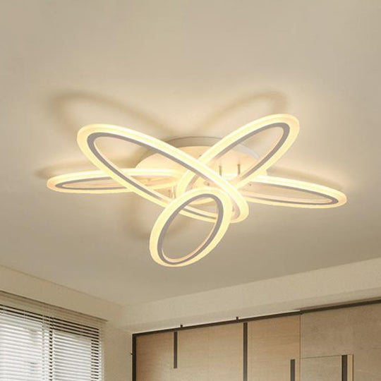 Sleek Acrylic Semi Flush Ceiling Light - Oval Shape, 31.5"/47" Width, 3/5 Bulb Options, Warm/White Light