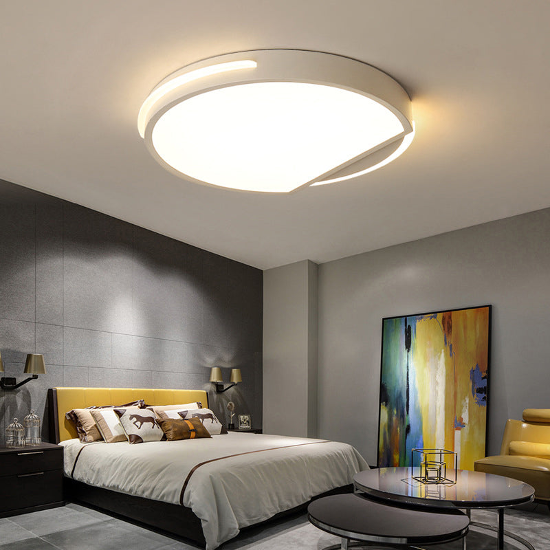 16"/19.5" White Round Ceiling Mounted LED Flush Light Fixture, Metal Construction, Simple Style, Stepless Dimming, Warm/White Light, Remote Control