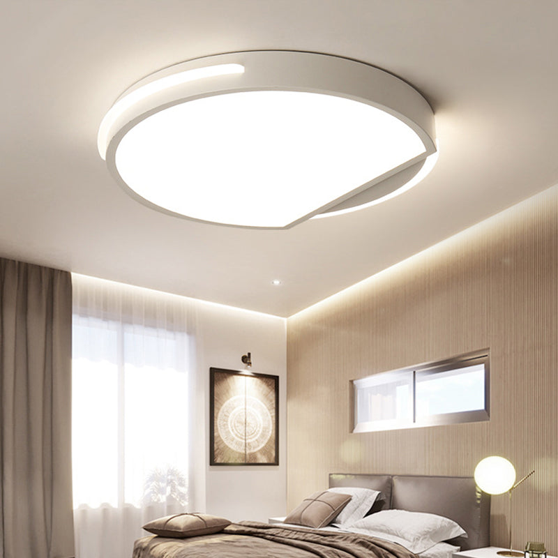 16"/19.5" White Round Ceiling Mounted LED Flush Light Fixture, Metal Construction, Simple Style, Stepless Dimming, Warm/White Light, Remote Control