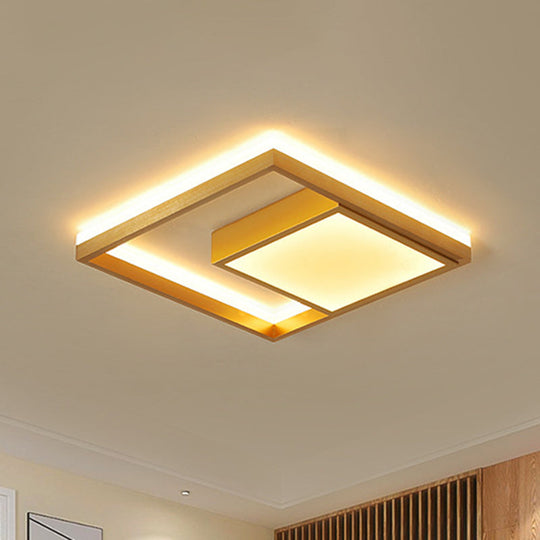 16"/23.5" Gold Square Ceiling Light - Modern Metal LED Flush Mount in Warm/White Light