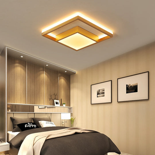 16"/23.5" Gold Square Ceiling Light - Modern Metal LED Flush Mount in Warm/White Light