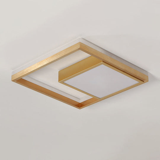 16"/23.5" Gold Square Ceiling Light - Modern Metal LED Flush Mount in Warm/White Light