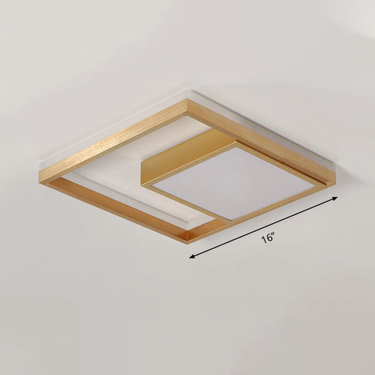 16"/23.5" Gold Square Ceiling Light - Modern Metal LED Flush Mount in Warm/White Light