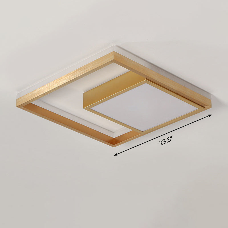 16"/23.5" Gold Square Ceiling Light - Modern Metal LED Flush Mount in Warm/White Light