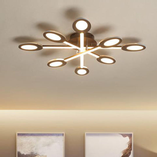 Starburst LED Semi Flush Ceiling Light in Warm/White, Minimalistic Design, Acrylic, 31.5"/45" Wide, Brown