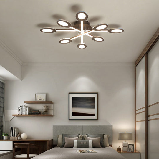 Starburst LED Semi Flush Ceiling Light in Warm/White, Minimalistic Design, Acrylic, 31.5"/45" Wide, Brown