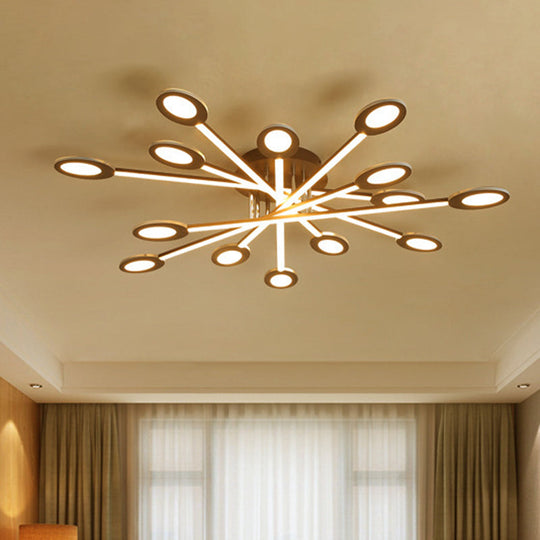 Starburst LED Semi Flush Ceiling Light in Warm/White, Minimalistic Design, Acrylic, 31.5"/45" Wide, Brown