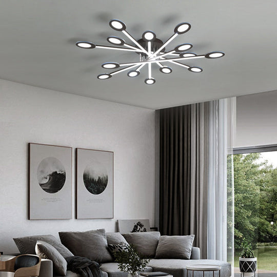 Starburst LED Semi Flush Ceiling Light in Warm/White, Minimalistic Design, Acrylic, 31.5"/45" Wide, Brown